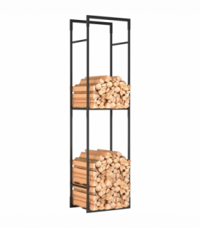 Outsunny Metal Firewood Log Holder, Firewood Rack with Adjustable Shelf