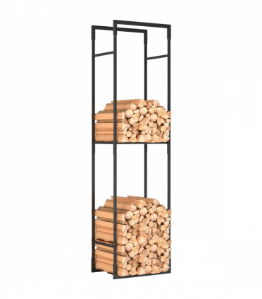 Outsunny Metal Firewood Log Holder, Firewood Rack with Adjustable Shelf