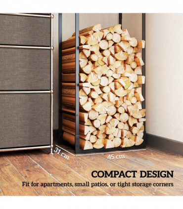 Outsunny Metal Firewood Log Holder, Firewood Rack with Adjustable Shelf