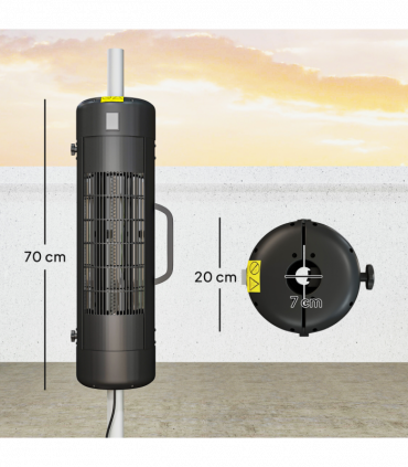 Outsunny Electric Parasol Mounted Patio Heater, Outdoor Heater w/ 2 Setting