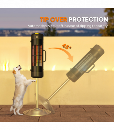 Outsunny Electric Parasol Mounted Patio Heater, Outdoor Heater w/ 2 Setting