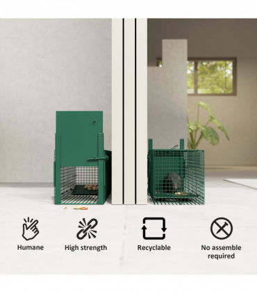 Outsunny Single Door Rat Trap for Small Animals, Dark Green