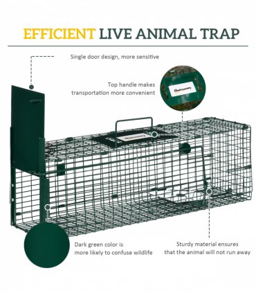 Outsunny Single Door Rat Trap for Small Animals, Dark Green