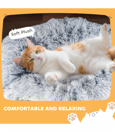 PawHut Donut Play Tunnel Bed with Washable Cushion and Toy Ball, Light Grey