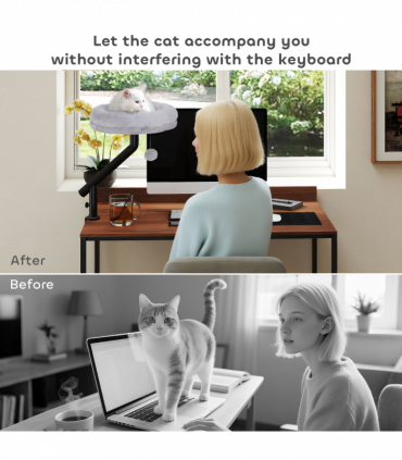 PawHut Cat Bed for Desk, 360° Rotatable Adjustable Cat Nest Hammock