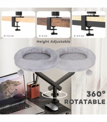 PawHut Cat Bed for Desk, 360° Rotatable Adjustable Cat Nest Hammock