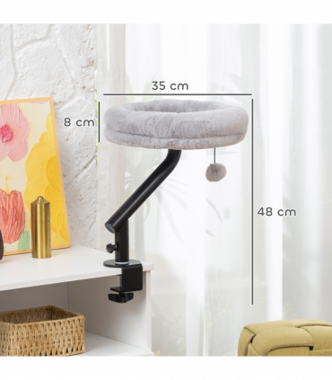 PawHut Cat Bed for Desk, 360° Rotatable Adjustable Cat Nest Hammock