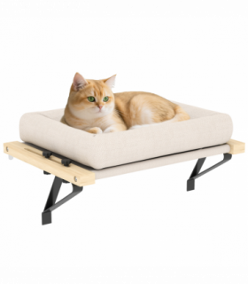 PawHut Cat Radiator Bed, Adjustable Hanging Cat Hammock with Cushion, Cream