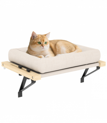 PawHut Cat Radiator Bed, Adjustable Hanging Cat Hammock with Cushion, Cream