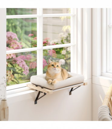 PawHut Cat Radiator Bed, Adjustable Hanging Cat Hammock with Cushion, Cream