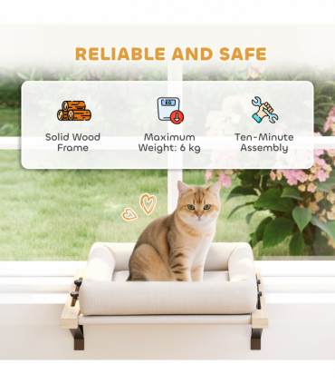 PawHut Cat Radiator Bed, Adjustable Hanging Cat Hammock with Cushion, Cream