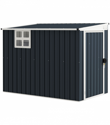 Outsunny 7.6 x 4ft Outdoor Garden Storage Shed with Window, Dark Grey