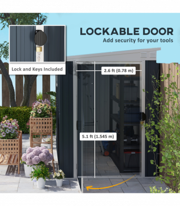 Outsunny 7.6 x 4ft Outdoor Garden Storage Shed with Window, Dark Grey