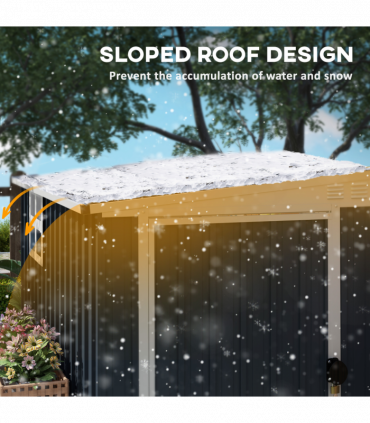 Outsunny 7.6 x 4ft Outdoor Garden Storage Shed with Window, Dark Grey