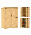 Outsunny Wooden Tool Storage Cabinet with Double Doors, Natural