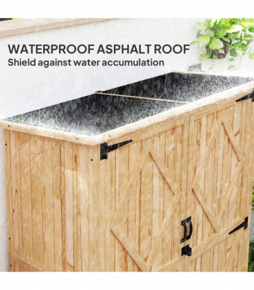 Outsunny Wooden Tool Storage Cabinet with Double Doors, Natural