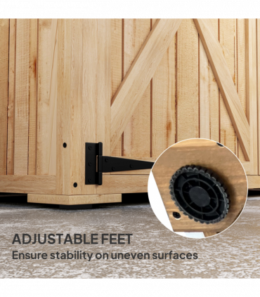 Outsunny Wooden Tool Storage Cabinet with Double Doors, Natural