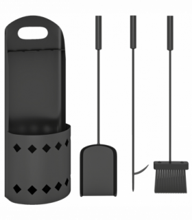 Outsunny 4 PCS Fireplace Companion Set, Metal Fireside Companion Set, Black