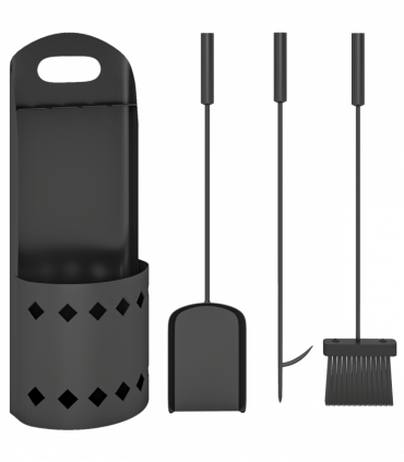 Outsunny 4 PCS Fireplace Companion Set, Metal Fireside Companion Set, Black