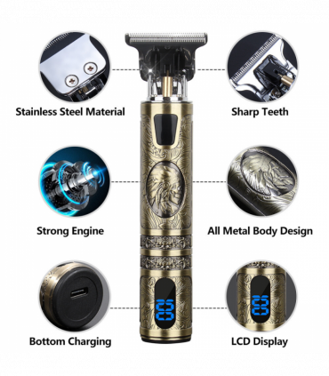 Small LCD Screen Display Professional Men Cordless Hair Clippers Beard Trimmer Cutting Machine Kit