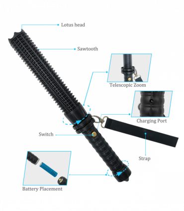 USB Rechargeable LED Flashlight Retractable Torch 3-Mode Zoomable Security Light Outdoor Flashlight Set