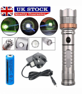 Rechargeable LED Flashlight Lamp 5-Modes Zoomable Hiking Camping Outdoor Torch +Battery+Charger