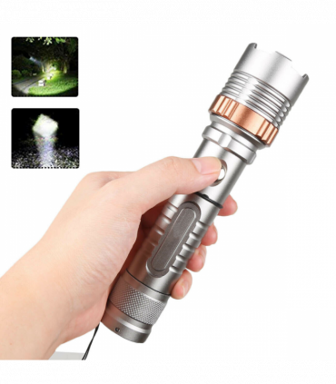 Rechargeable LED Flashlight Lamp 5-Modes Zoomable Hiking Camping Outdoor Torch +Battery+Charger