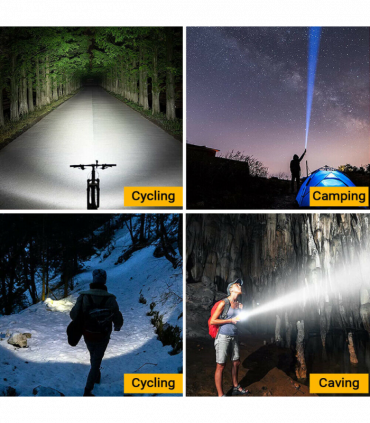 Rechargeable LED Flashlight Lamp 5-Modes Zoomable Hiking Camping Outdoor Torch +Battery+Charger