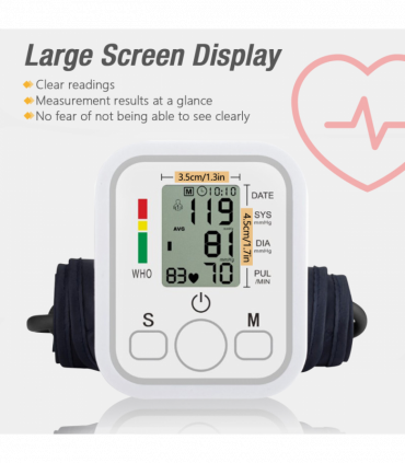 LCD Digital Automatic Blood Pressure Monitor Upper Arm BP Heart Rate Machine Voice Talking BP Monitor