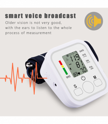 LCD Digital Automatic Blood Pressure Monitor Upper Arm BP Heart Rate Machine Voice Talking BP Monitor