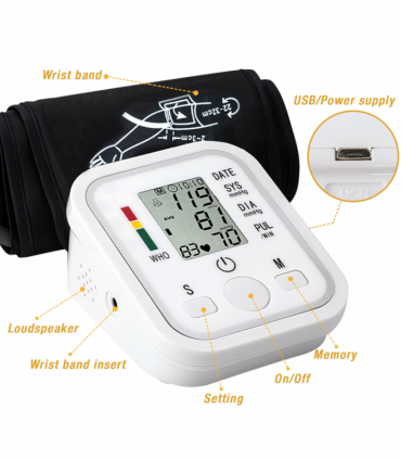 LCD Digital Automatic Blood Pressure Monitor Upper Arm BP Heart Rate Machine Voice Talking BP Monitor
