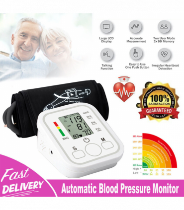 LCD Digital Automatic Blood Pressure Monitor Upper Arm BP Heart Rate Machine Voice Talking BP Monitor