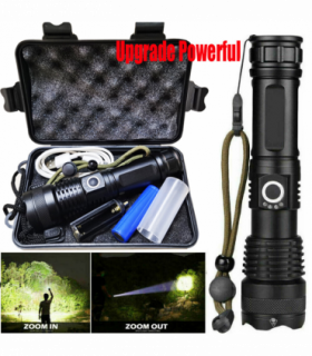 One Set USB Rechargeable LED Flashlight 5-Mode Outdoor Camping Hiking Flashlight W/Box