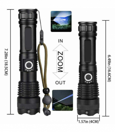 One Set USB Rechargeable LED Flashlight 5-Mode Outdoor Camping Hiking Flashlight W/Box