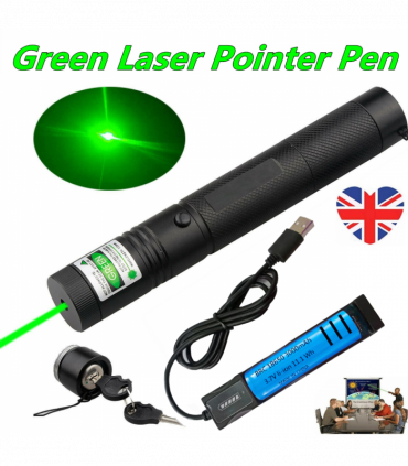 Rechargeable 532nm Visible Beam Light Laser Green Laser Pointer Pen +Battery+USB Charger Set