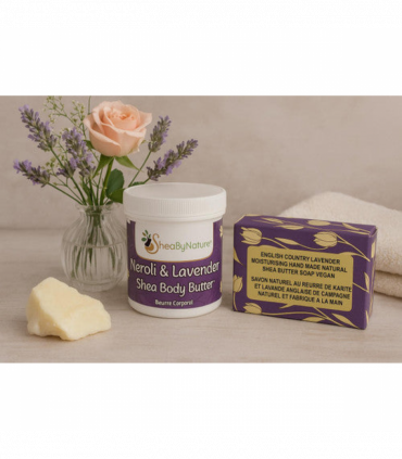 SheaByNature Natural Skincare Duo: Body Butter & Handmade Soap Combo