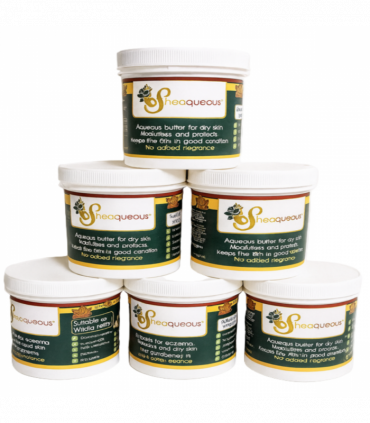 6 Pots of Sheaqueous Aqueous Cream with Organic Shea Butter, Almond Oil, cocoa butter, vitamin E. A natural aqueous cream for very dry skin, for Sensitive Skin, Children, Eczema prone skin , Use in Pregnancy for expanding tummy NO ADDED FRAGRANCE