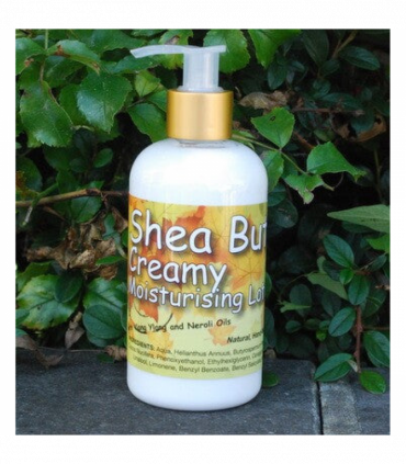 Shea Butter Creamy Lotion for Body (250ml) with Neroli and Ylang Ylang Essential Oils. Great Moisturising Lotion for Stretchmarks and Dry Skin