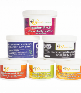 SheaByNature 6-Pot Body Butter Set – 250ml Natural Shea Butter Moisturisers for Dry Skin (Mango & Lime, Passion Fruit, Blackberry Blackcurrant, Neroli Lavender, Sandalwood Spice, Ylang Ylang Orange)