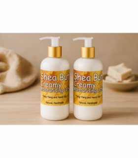 2 bottle of Shea Butter Creamy Lotion for Body (250ml) with Neroli and Ylang Ylang Essential Oils. Great Moisturising Lotion for Stretchmarks and Dry Skin