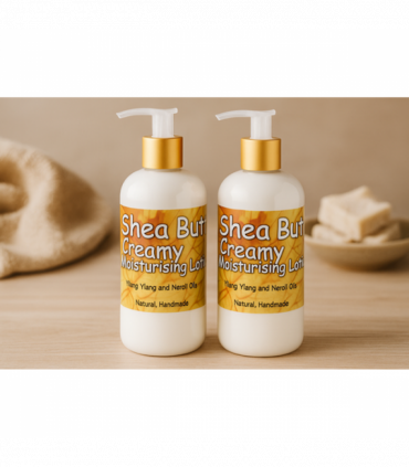 2 bottle of Shea Butter Creamy Lotion for Body (250ml) with Neroli and Ylang Ylang Essential Oils. Great Moisturising Lotion for Stretchmarks and Dry Skin