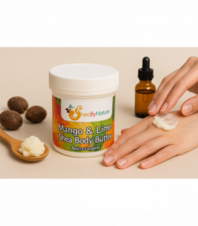 Mango and Lime Shea Butter Body Butter with Organic Unrefined, Fairly Traded Shea Butter and Mango Seed Butter. Intense Hydration for Dry Skin (250g)