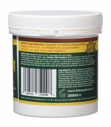 5 Pots of Sheaqueous Aqueous Cream with Organic Shea Butter, Almond Oil, cocoa butter, vitamin E. A natural aqueous cream for very dry skin, for Sensitive Skin, Children, Eczema prone skin , Use in Pregnancy for expanding tummy NO ADDED FRAGRANCE