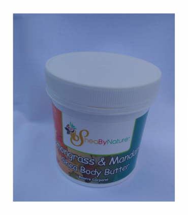 Sheabynature Lemon grass & Mandarin Shea Butter Body Butter, Refreshing Intensive Body Moisturiser for very Dry Skin. 100% Natural Hand made. 250g