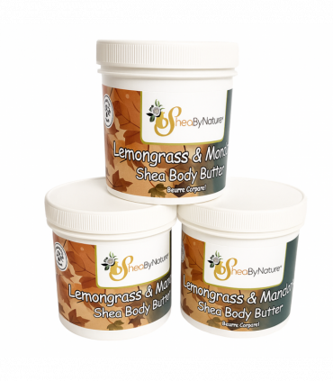 3 x 250ml  Sheabynature Lemon grass & Mandarin Shea Butter Body Butter, Refreshing Intensive Body Moisturiser for very Dry Skin. 100% Natural Hand made. 250g e