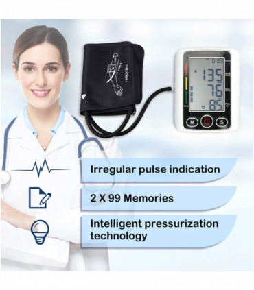 Digital Blood Pressure Monitor Automatic Arm Pulse Meter Voice Talking BP Machine