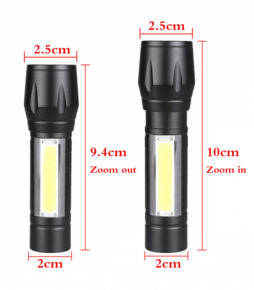 2Pcs Mini Zoomable LED Flashlight USB RechargeableCamping Hiking Flashlight Work light