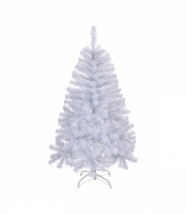 4 FT Pre-lit Artificial Christmas Tree, Hinged Xmas Pine Tree with 346 Branch Tips, 140 Lights and Remote Control for Holiday Party Office Home, White