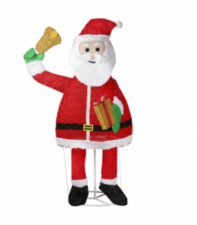 1.8M Lighted Santa Claus Holding Bell Christmas Yard Decorations, Pre-lit Pull Up Santa with 200 Warm White LEDs, for Xmas Outdoor Holiday Indoor Decor Lighted Holiday Displays