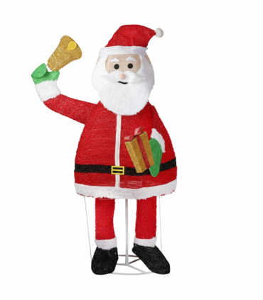 1.8M Lighted Santa Claus Holding Bell Christmas Yard Decorations, Pre-lit Pull Up Santa with 200 Warm White LEDs, for Xmas Outdoor Holiday Indoor Decor Lighted Holiday Displays